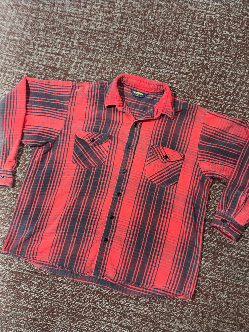 Vintage Oshkosh B’ Gosh Red and Black Plaid Button-Up Shirt boxy baggy oversized